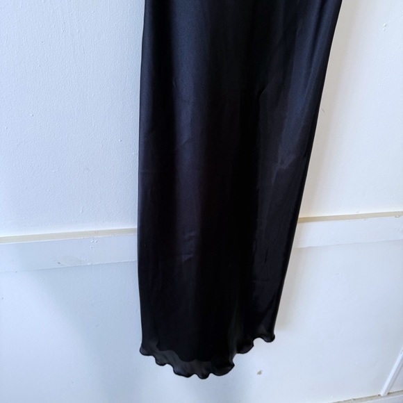 Bebe Slip Dress Size M NWT Satin Black Cowl Neck Lightweight Minimalist Midi NWT - Picture 5 of 9